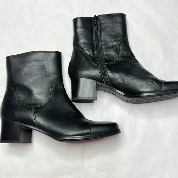 Andrea black textile heels ankle boots size 8 - Picture 2 of 9